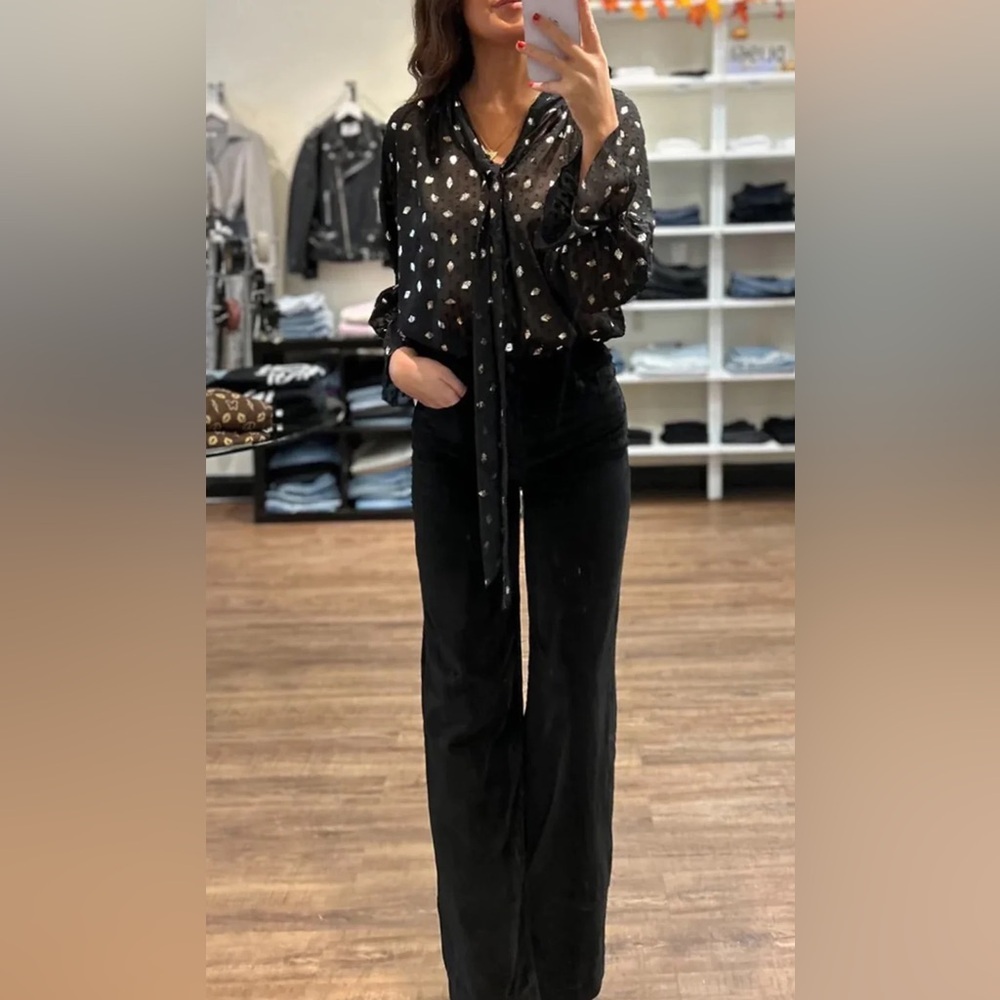 Anthropologie DL1961 Hepburn high rise Black Wide Leg Jeans size 32